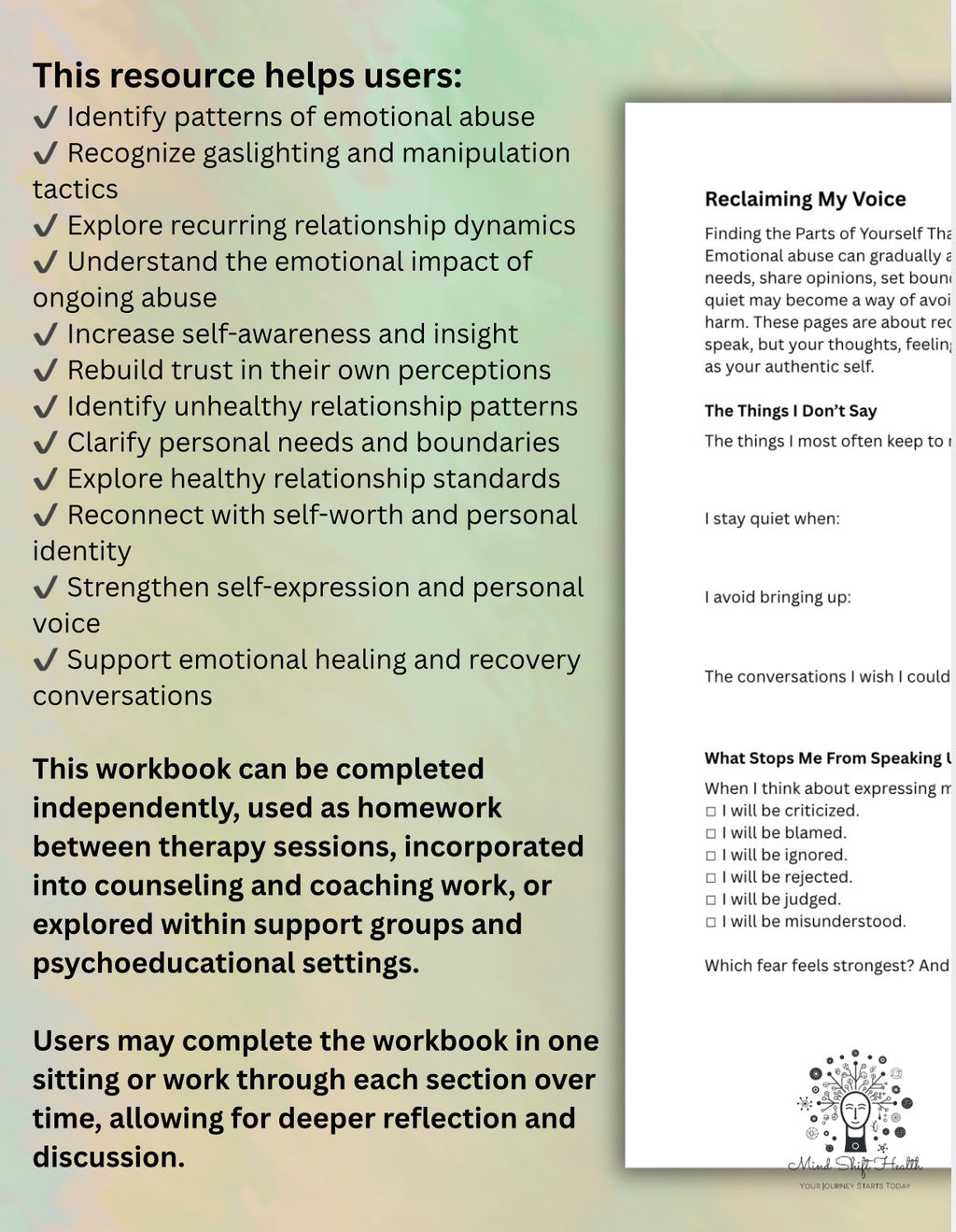 Emotional Abuse Workbook: Gaslighting & Toxic Relationship Recovery Worksheets