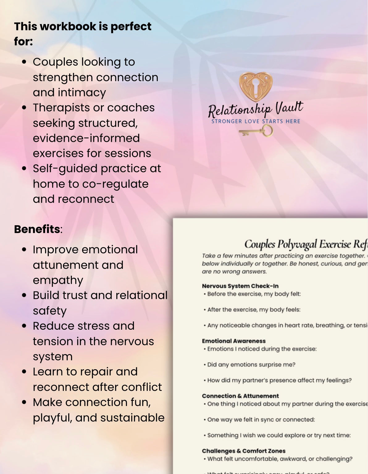 Polyvagal Exercises for Couples – 50 Co-Regulation Exercises + Reflection Worksheet for Connection & Intimacy