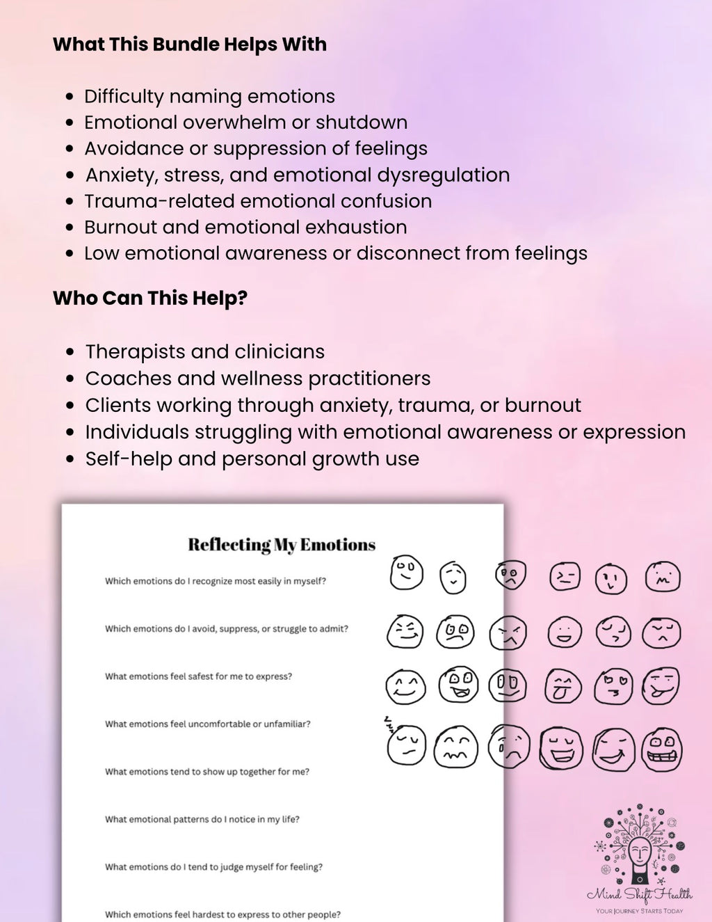 Witnessing my Emotions, Emotional Regulation Bundle Trauma-Informed Therapy Tools for Emotional Awareness, Anxiety, PTSD & Self-Reflection Practice