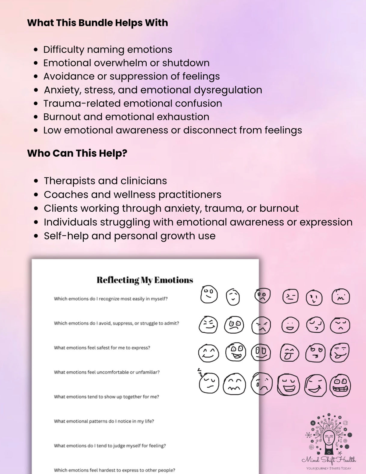 Witnessing my Emotions, Emotional Regulation Bundle Trauma-Informed Therapy Tools for Emotional Awareness, Anxiety, PTSD & Self-Reflection Practice