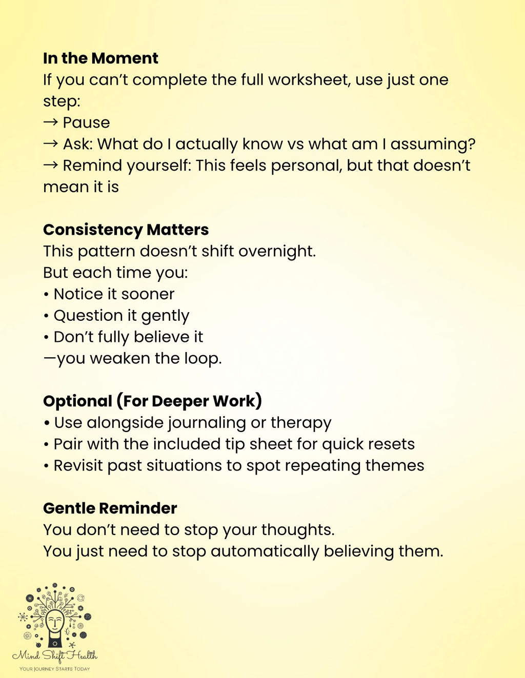 It’s Not About Me Worksheet Overthinking & Personalization CBT Printable