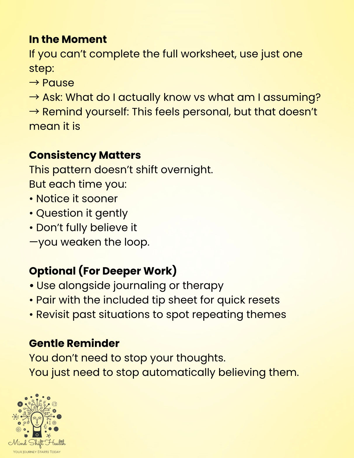 It’s Not About Me Worksheet Overthinking & Personalization CBT Printable