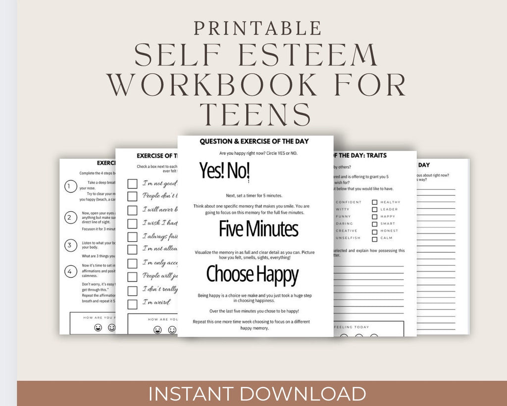 Teen Self-Esteem Workbook: Therapy Worksheets for Confidence (PDF)