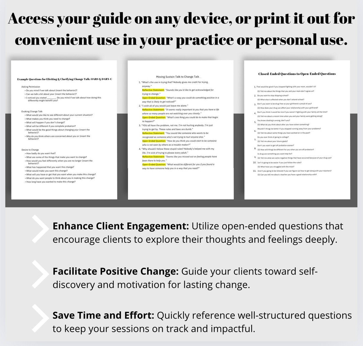 Motivational Interviewing Questions MI for Addiction and Substance Abuse Worksheets Therapist Toolkit Therapy Guide