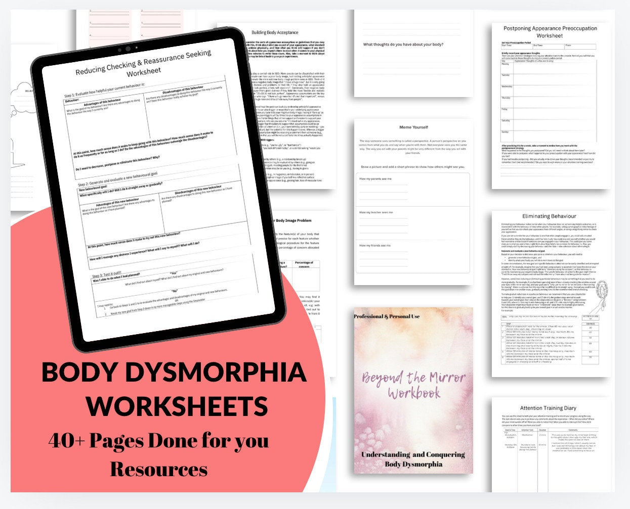 Body Dysmorphia Workbook | CBT Therapy Tool (PDF)