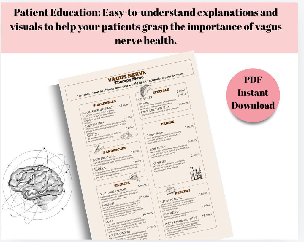 Vagus Nerve Stimulation Therapy Menu, Polyvagal Theory Resource (Digital Download)