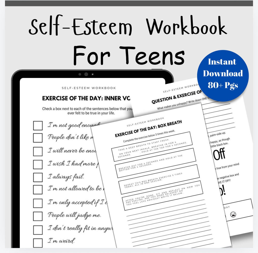 Teen Self-Esteem Workbook: Therapy Worksheets for Confidence (PDF)