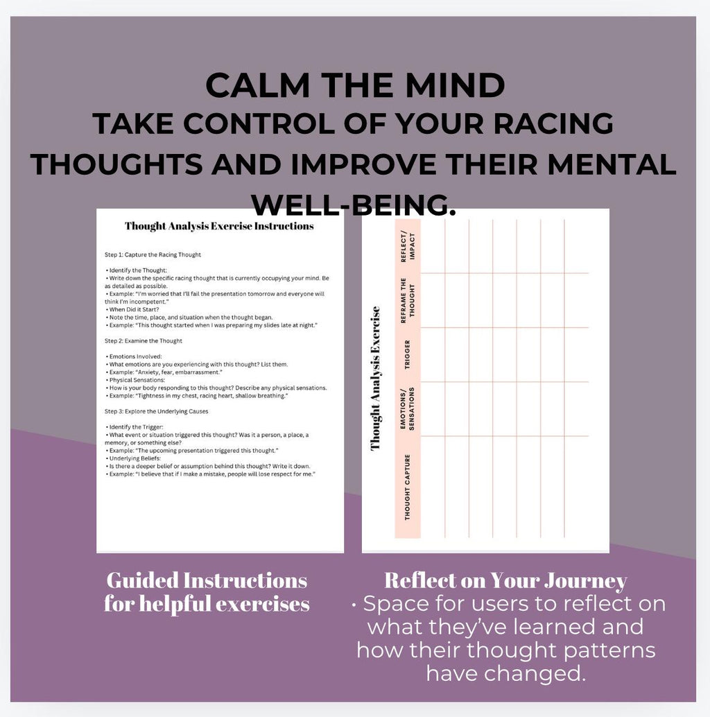 Negative Thoughts Workbook: Mindset Restructuring, Anxiety Relief (PDF)