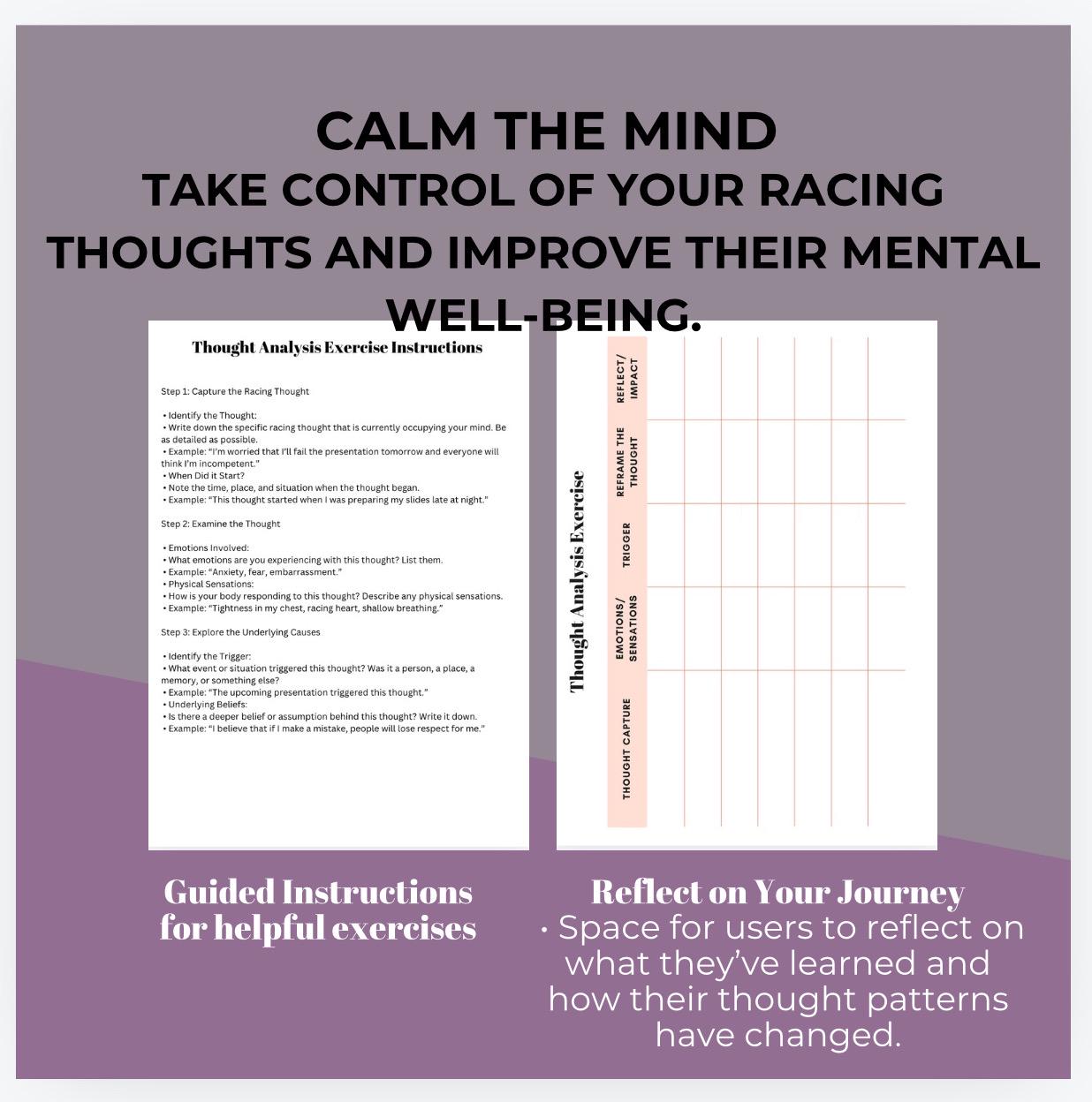 Negative Thoughts Workbook: Mindset Restructuring, Anxiety Relief (PDF)