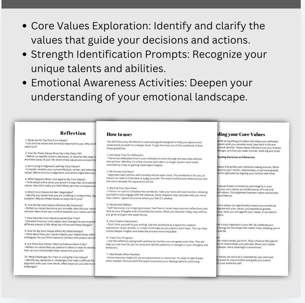 Self Discovery Workbook, Personal Growth Roadmap (PDF Pattern)