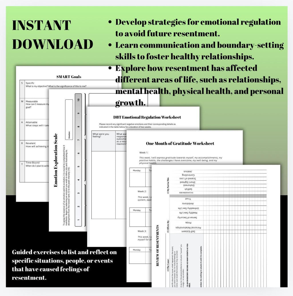 Letting Go of Resentment Workbook for Guided Exercises to Release Feelings Emotional Regulation