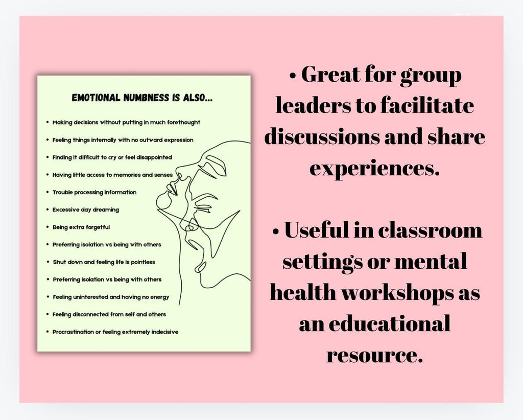 Emotional Numbness Handout, Therapy Toolkit (PDF, PNG)