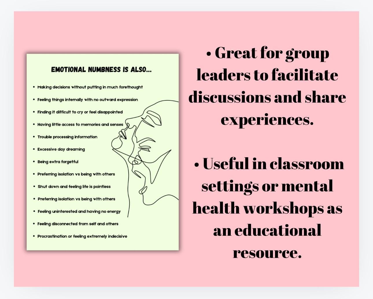 Emotional Numbness Handout, Therapy Toolkit (PDF, PNG)