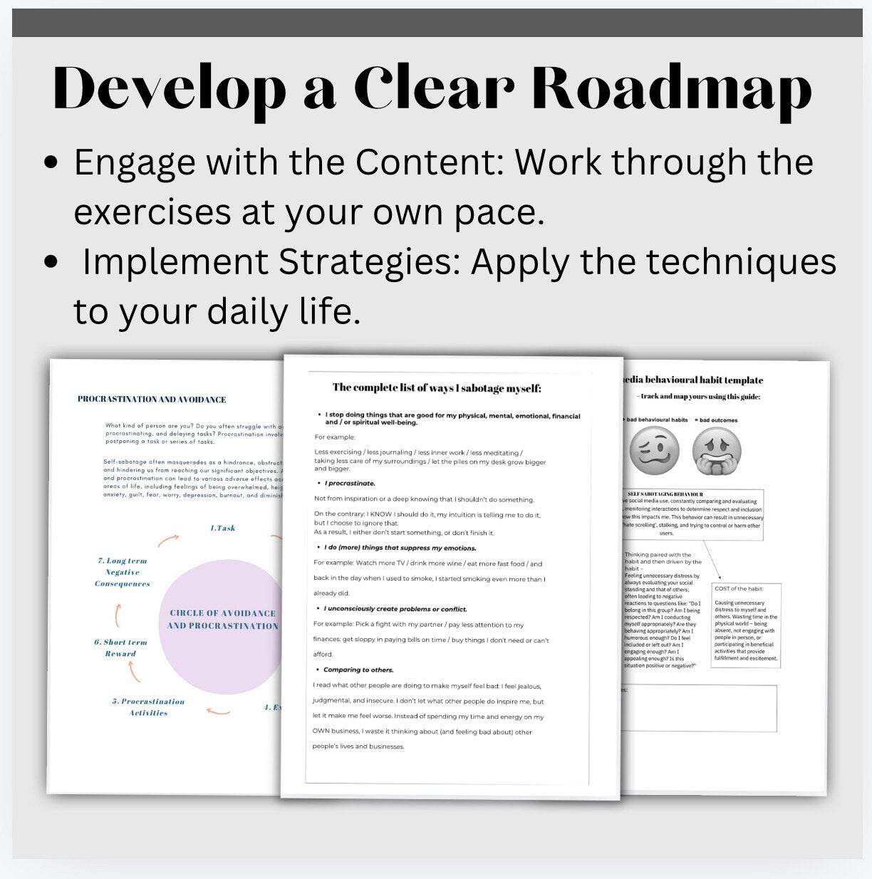 Self-Sabotage Workbook: Mindfulness, Negative Thoughts (Printable PDF)