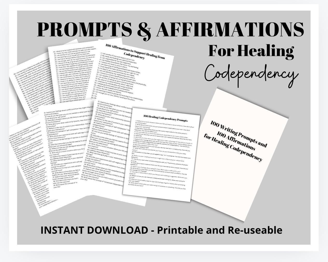 Codependency Healing: 100 Prompts & Affirmations (PDF)