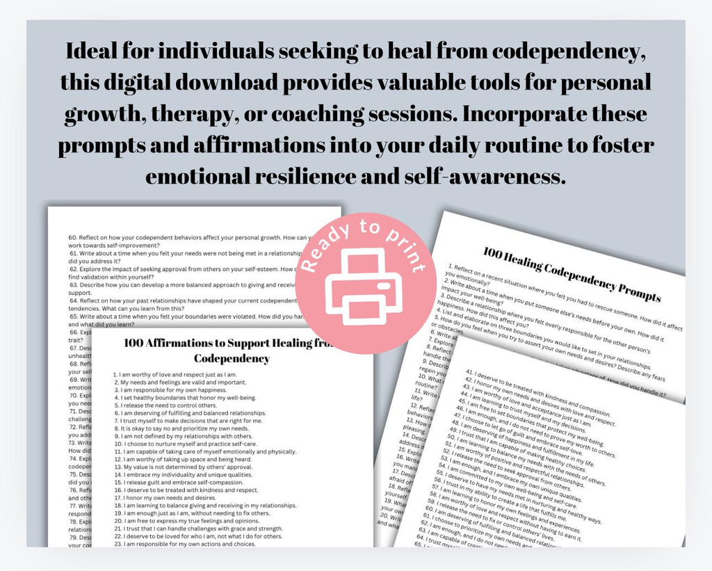 Codependency Healing: 100 Prompts & Affirmations (PDF)