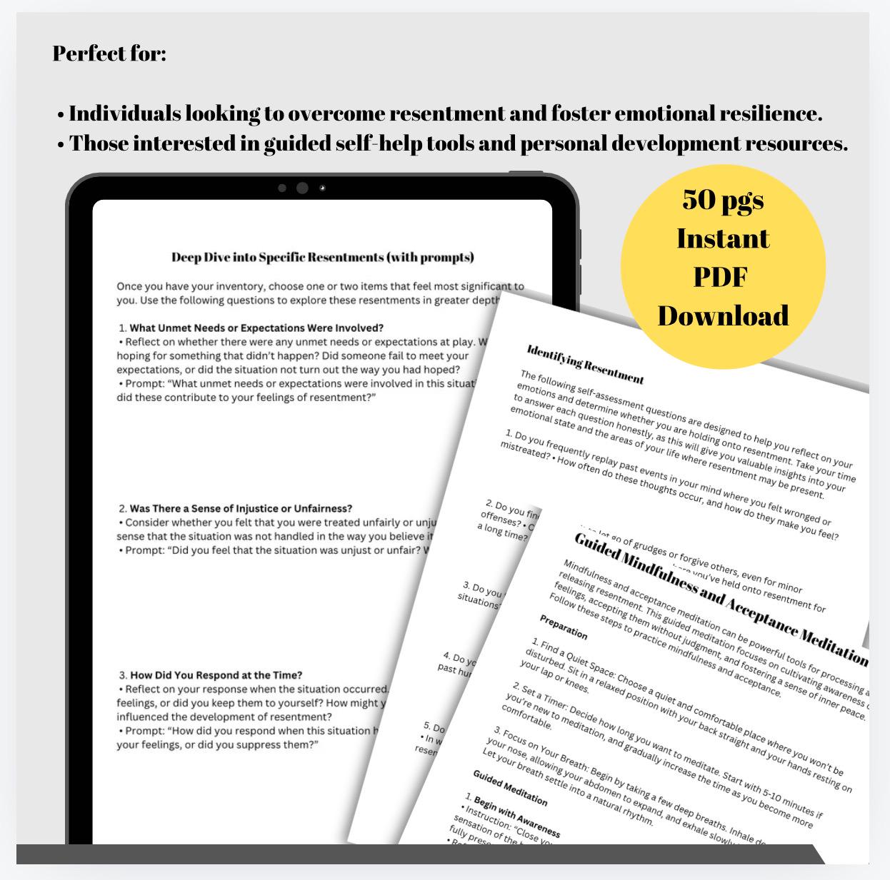 Letting Go of Resentment Workbook for Guided Exercises to Release Feelings Emotional Regulation