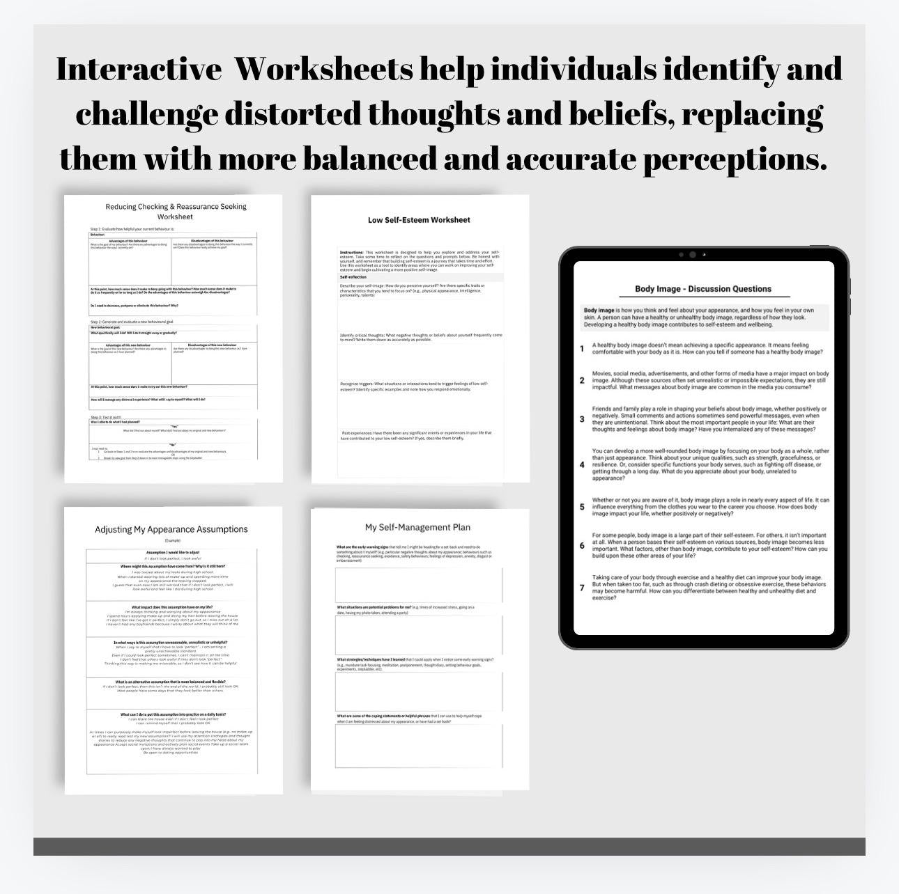 Body Dysmorphia Workbook | CBT Therapy Tool (PDF)