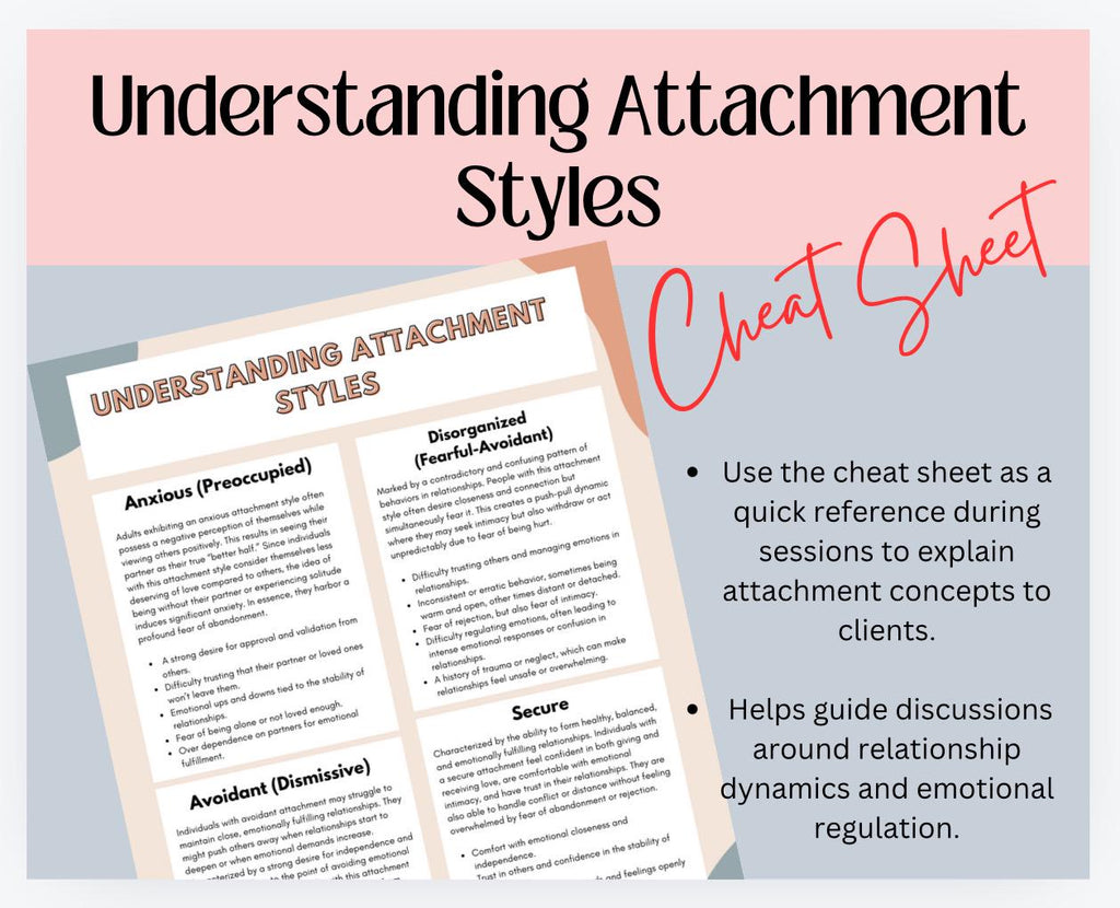 Understanding Attachment Styles Cheat Sheet Attachment Theory Handout Therapy Tool Relationship Patterns