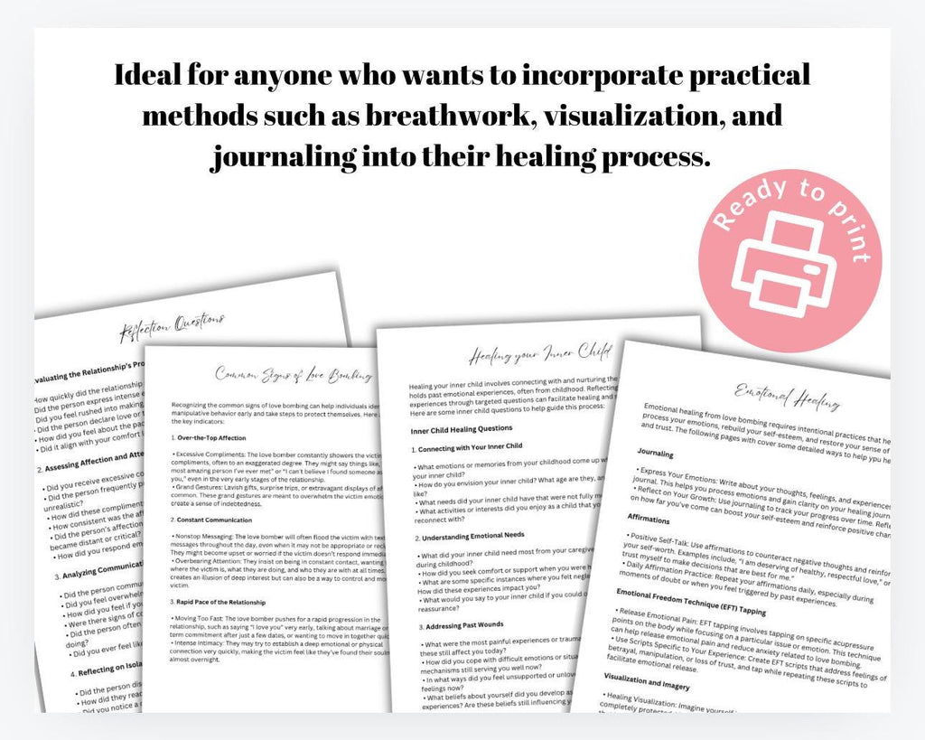 Love Bombing Recovery Worksheets, Toxic Relationship Abuse (PDF)