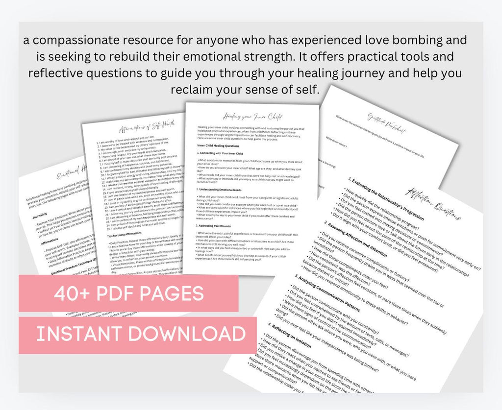 Love Bombing Recovery Worksheets, Toxic Relationship Abuse (PDF)