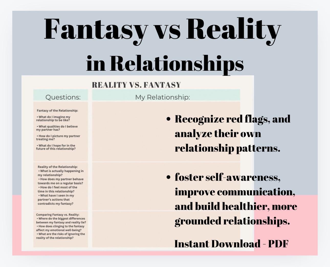 Relationship Fantasy vs Reality Worksheet (PDF)