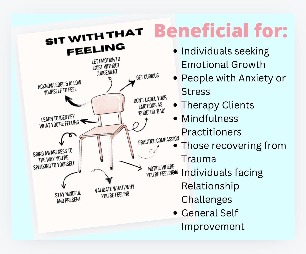 Sit With Our Emotions Feelings Toolkit Bundle: Emotions Self-Awareness Guide (PDF, PNG)