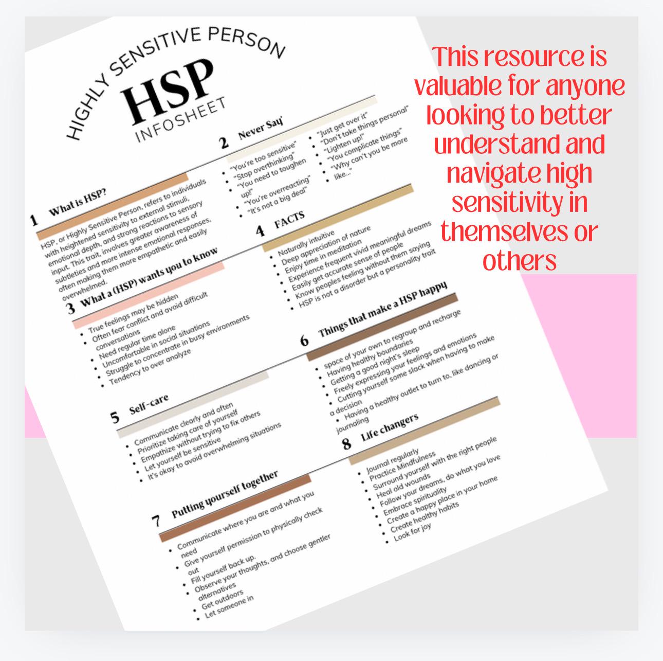 HSP Infosheet Handout | Highly Sensitive Person Resource (PDF & PNG)