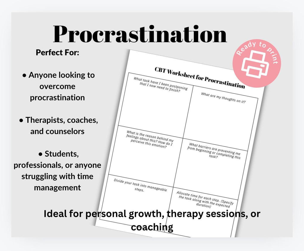 Procrastination Styles Worksheet: CBT Therapy Tool (PDF)