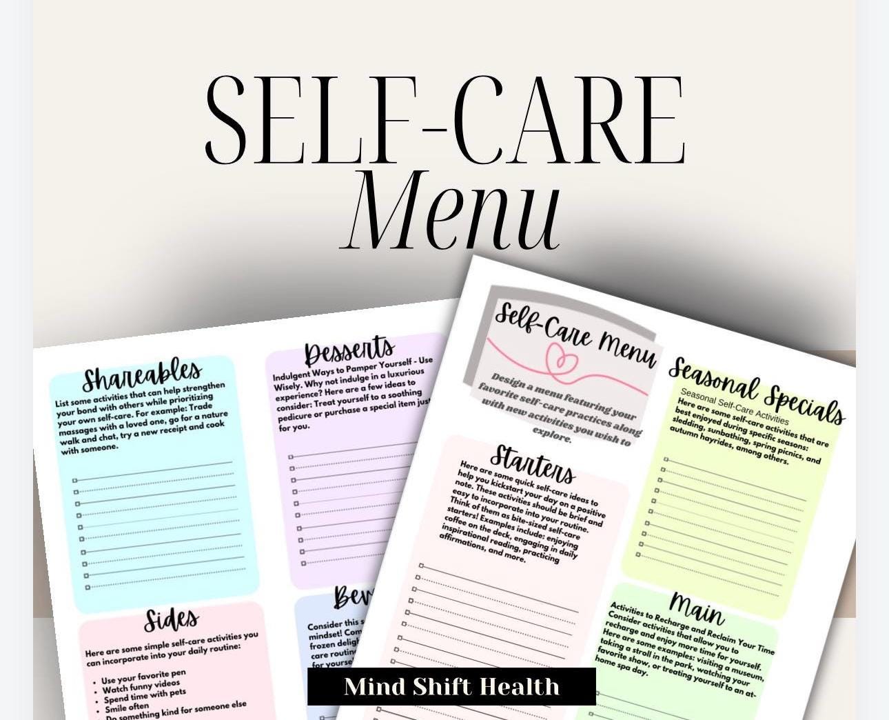 Self Care Menu | Personalized Wellbeing Routine (PDF)