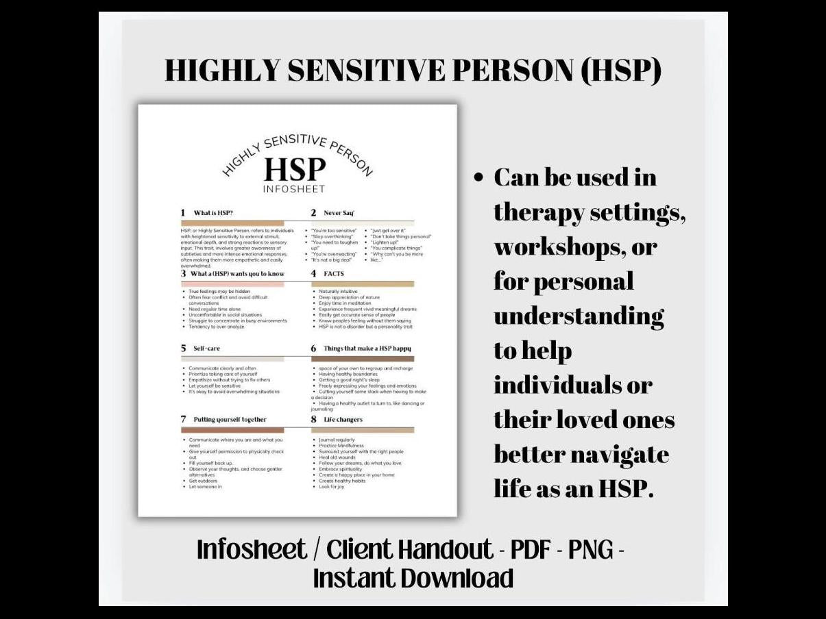HSP Infosheet Handout | Highly Sensitive Person Resource (PDF & PNG)