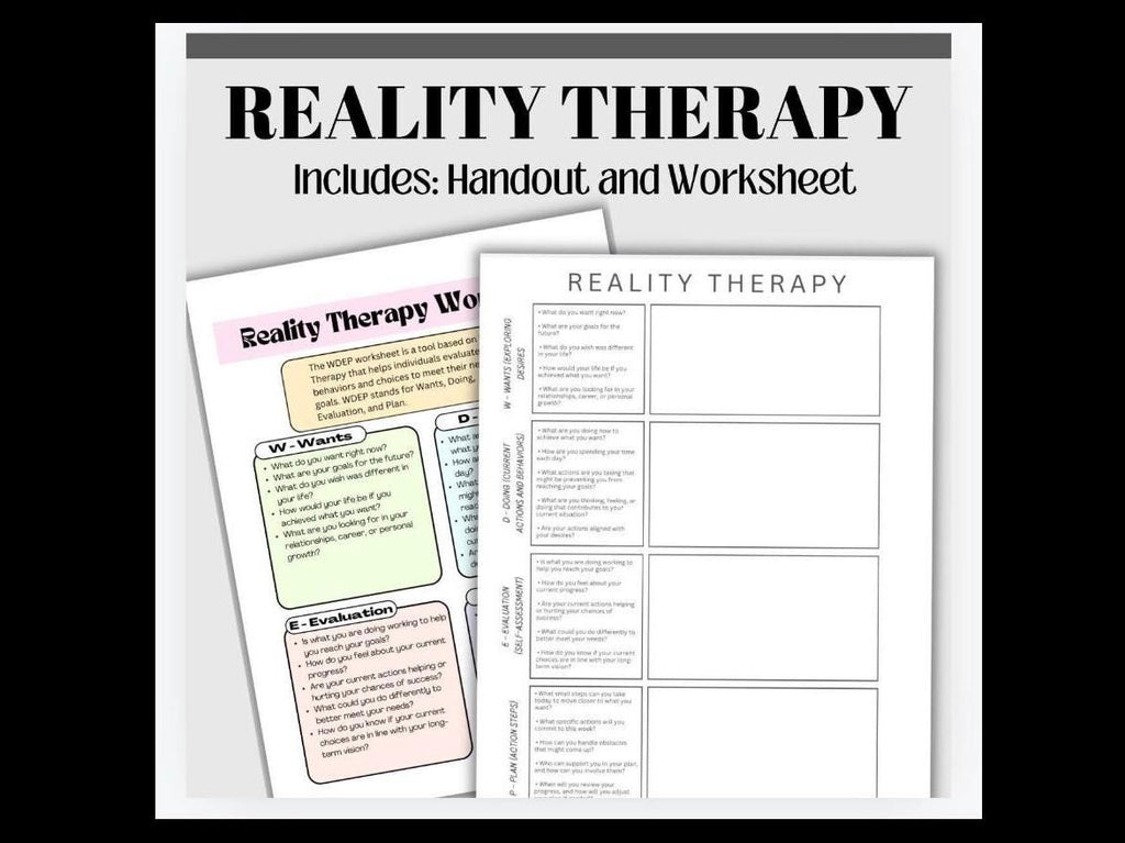 Reality Therapy Worksheet: WDEP Self-Reflection Tool (Digital Download)