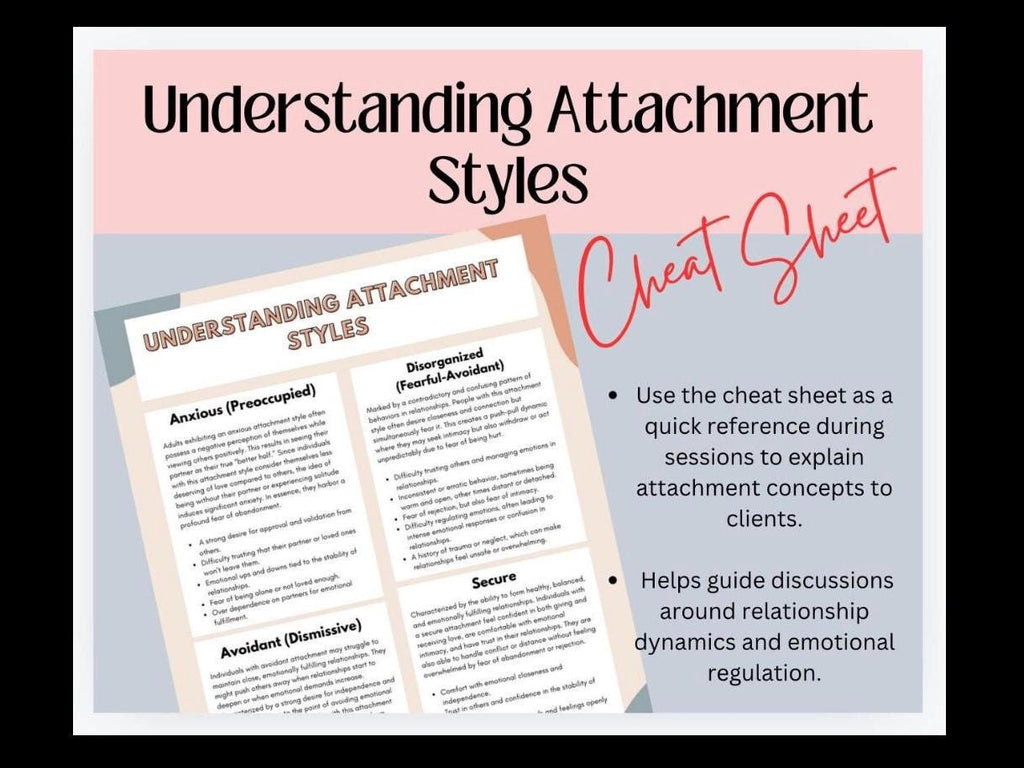 Understanding Attachment Styles Cheat Sheet Attachment Theory Handout Therapy Tool Relationship Patterns