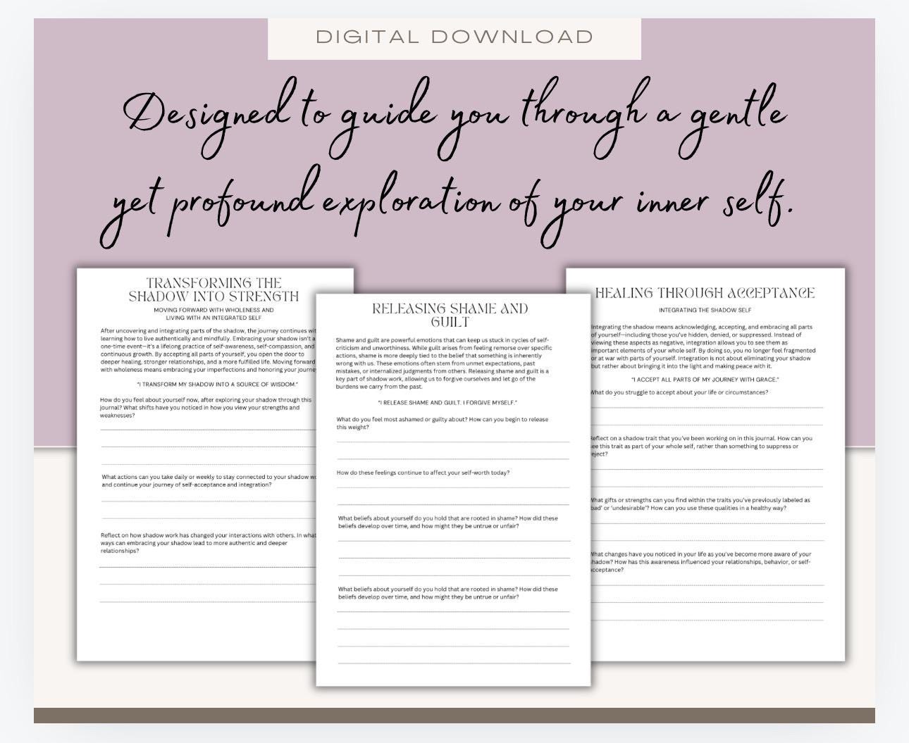 Gentle Shadow Work Journal: Inner Child Healing Workbook (Digital Download)