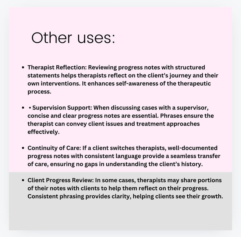 Therapy Progress Notes, Phrases & Statements (PDF Download)
