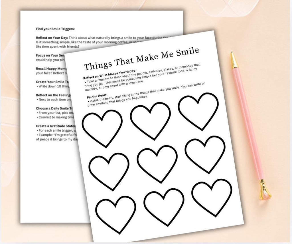 Smile Triggers Worksheet, Therapy Gratitude Printable (Digital Download)