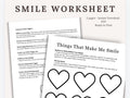Smile Triggers Worksheet, Therapy Gratitude Printable (Digital Download)