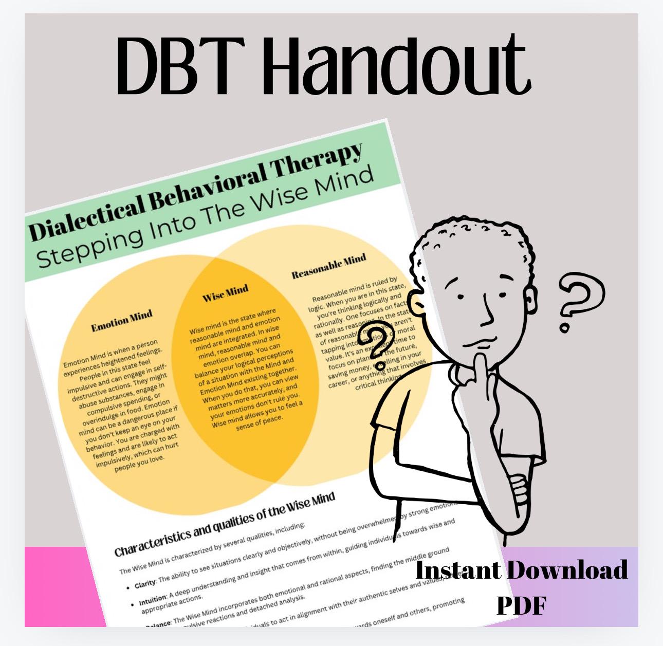 DBT Wise Mind Printable Bundle: Therapy, Emotional Regulation (Infosheet)
