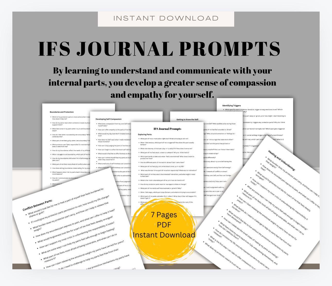 IFS Parts Therapy Journal: Self-Mapping Prompts (PDF)