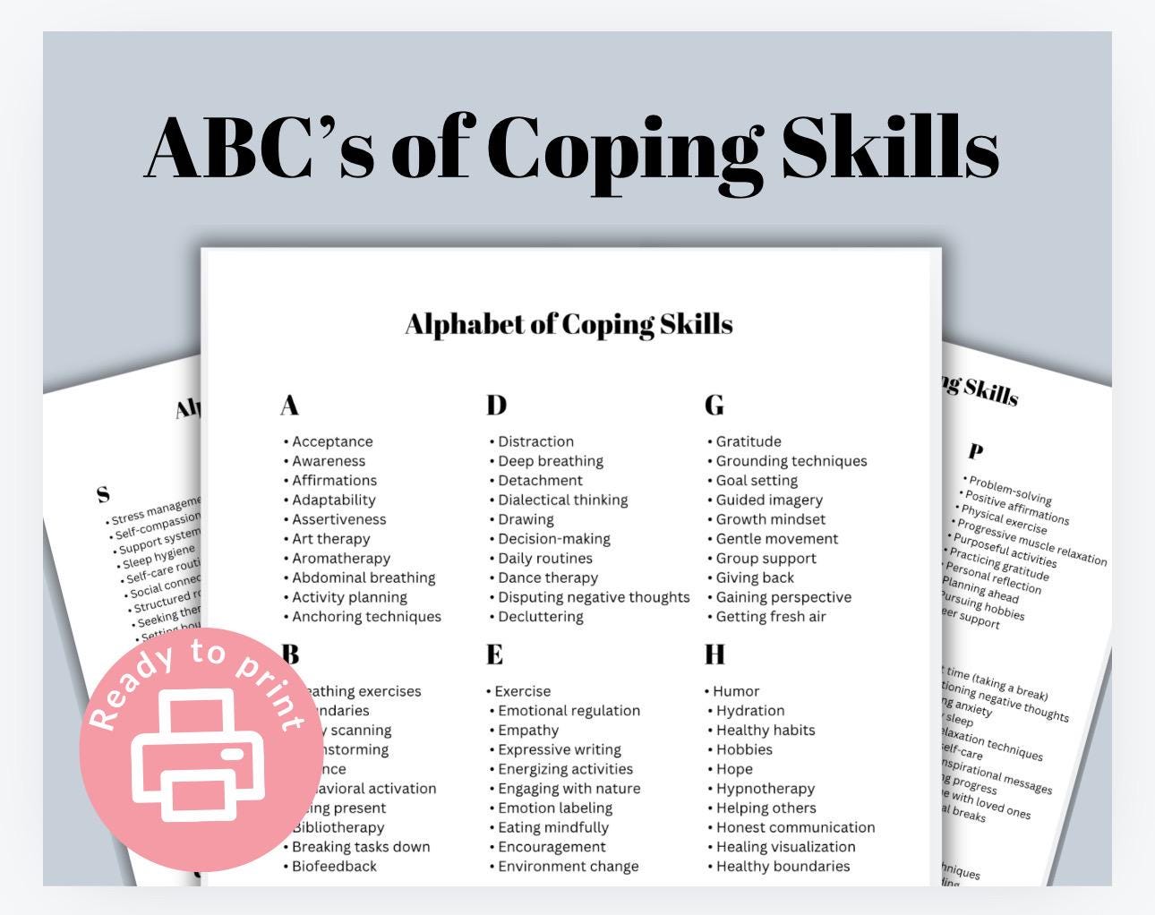 ABC's Coping Skills: Stress & Emotional Regulation Tool (PDF Download)