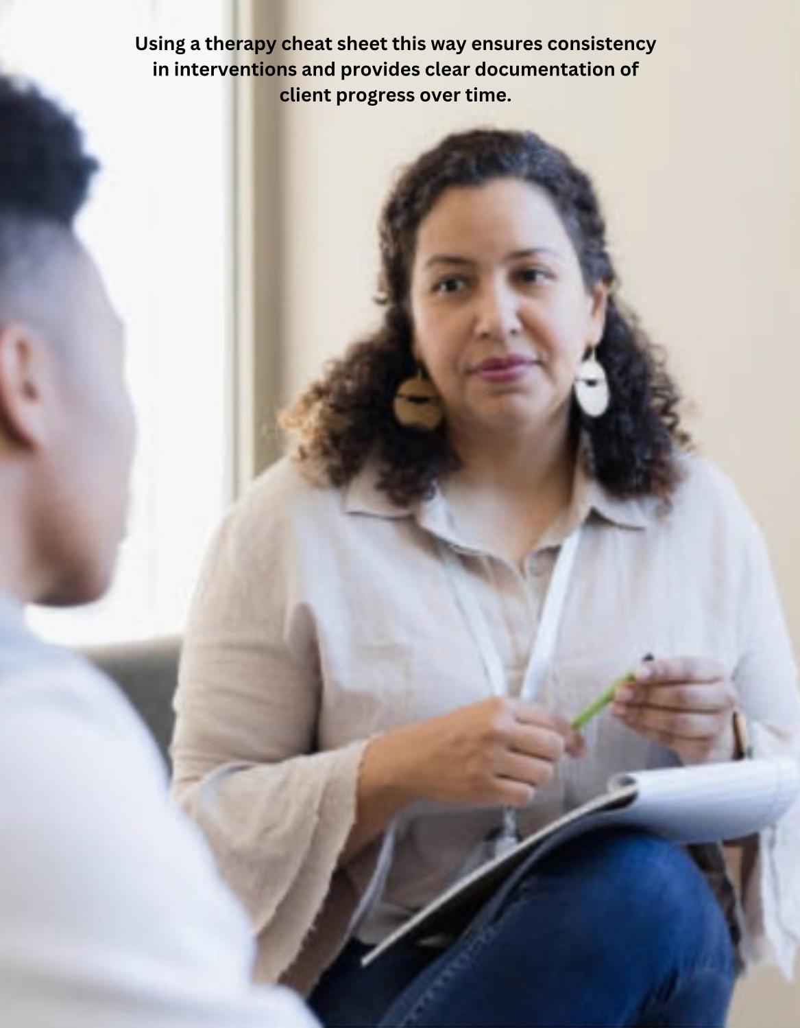 Therapy Interventions Cheat Sheets: Progress Notes, Clinical Guide (Digital Download)