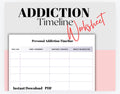 Addiction Timeline Worksheet, Relapse Prevention Tool (PDF Pattern)