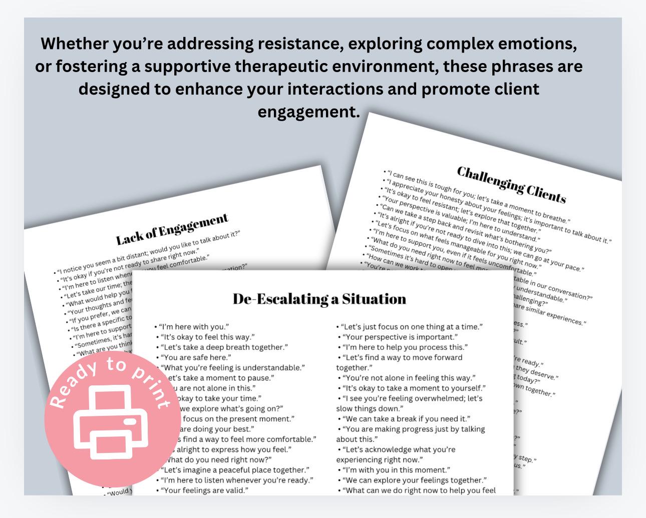 Therapist Support Cheat Sheets Increase Engagement Challenging Client Dynamics Improve Communication