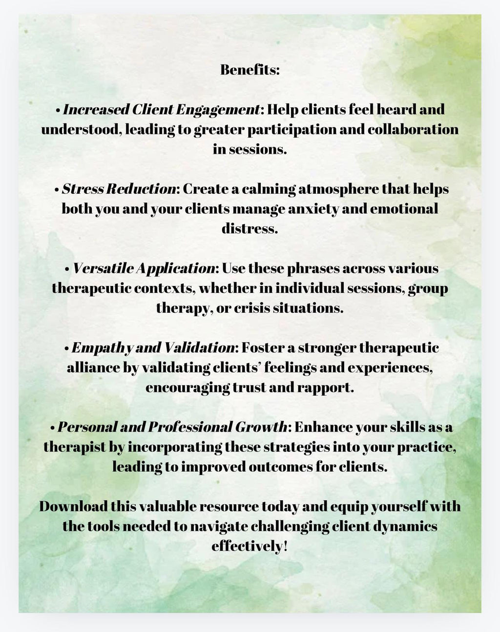 Therapist Support Cheat Sheets Increase Engagement Challenging Client Dynamics Improve Communication