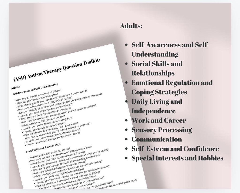 Autism Spectrum Therapy Questions Toolkit for Adults, Teens, Children (PDF Download)