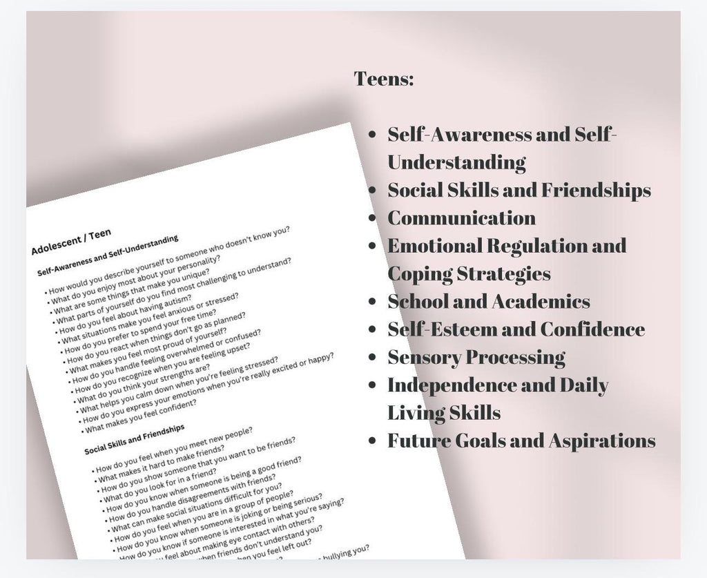 Autism Spectrum Therapy Questions Toolkit for Adults, Teens, Children (PDF Download)