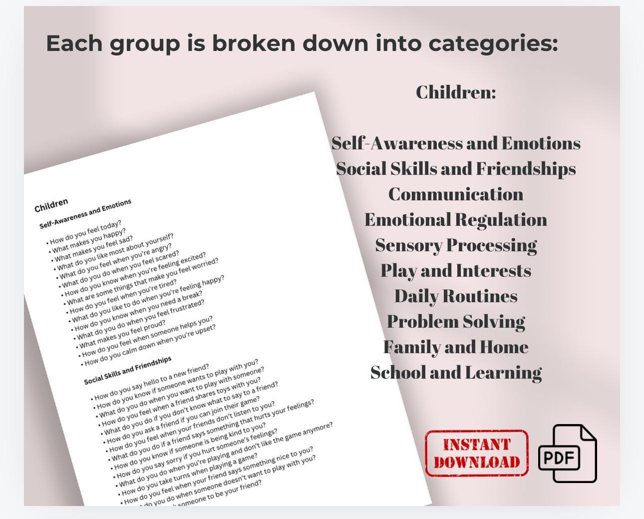 Autism Spectrum Therapy Questions Toolkit for Adults, Teens, Children (PDF Download)