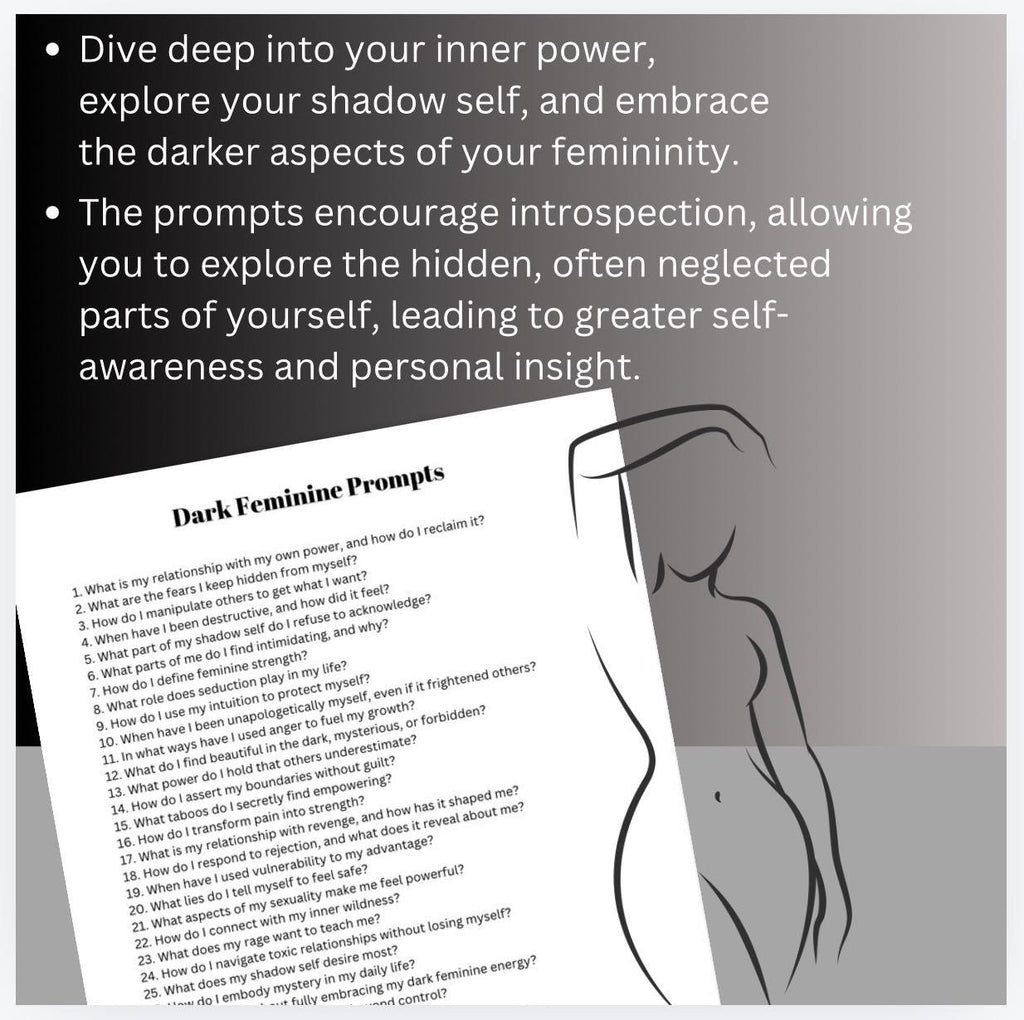 Dark Feminine Journal Prompts for Shadow Work, Self-Discovery (PDF)