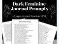 Dark Feminine Journal Prompts for Shadow Work, Self-Discovery (PDF)