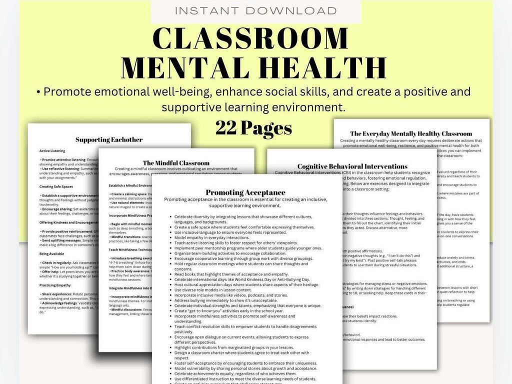 Kids Mental Health in the Classroom Teacher Support Parent Resource Social Skills Reference Educational Guide
